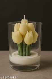 Tulip Flower Candle in Glass
